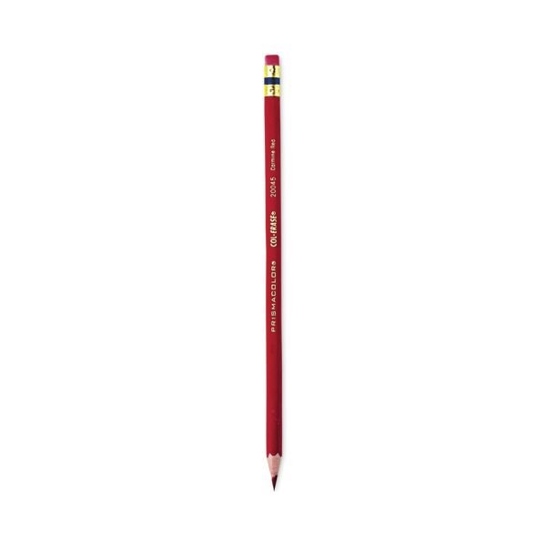 Prismacolor Col-Erase Pencil with Eraser, 0.7 mm, 2B, Carmine Red Lead, Carmine Red Barrel, Dozen (20045)