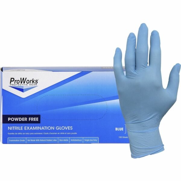 ProWorks NPF Nitrile Powder Free Exam Gloves 5.5 mil Thickness x 9.50" Glove Length - Small Size - For Right/Left Hand - Synthetic Nitrile Rubber - Blue - Non-sterile,...