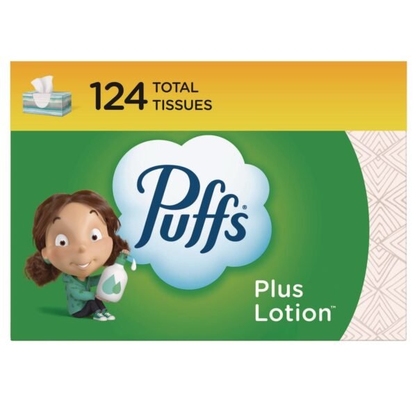 Puffs Plus Lotion Facial Tissue, 2-Ply, White, 124 Sheets/Box, 24 Boxes/Carton (39346)