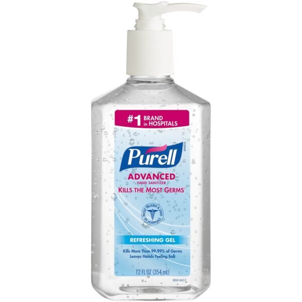 PURELL® Advanced Hand Sanitizer Gel Clean Scent - 12 fl oz - Pump Bottle Dispenser - Kill Germs - Multipurpose - Moisturizing - Clear - Triclosan-free, Paraben-free,...