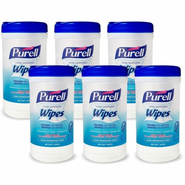 PURELL® Clean Scent Hand Sanitizing Wipes Clean - Textured - White - 40/Tub - 6 / Carton (912006CMRCT)