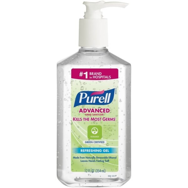 PURELL® Hand Sanitizer Gel Fragrance-free Scent - 12 fl oz - Pump Bottle Dispenser - Kill Germs - Clear - 1 Each (369112)