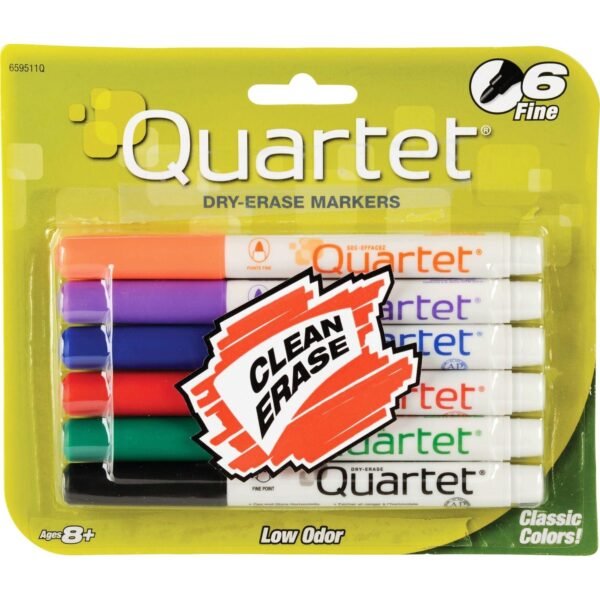 Quartet Classic Dry-Erase Markers Fine Marker Point - Assorted Ink - 6 / Set (659511)