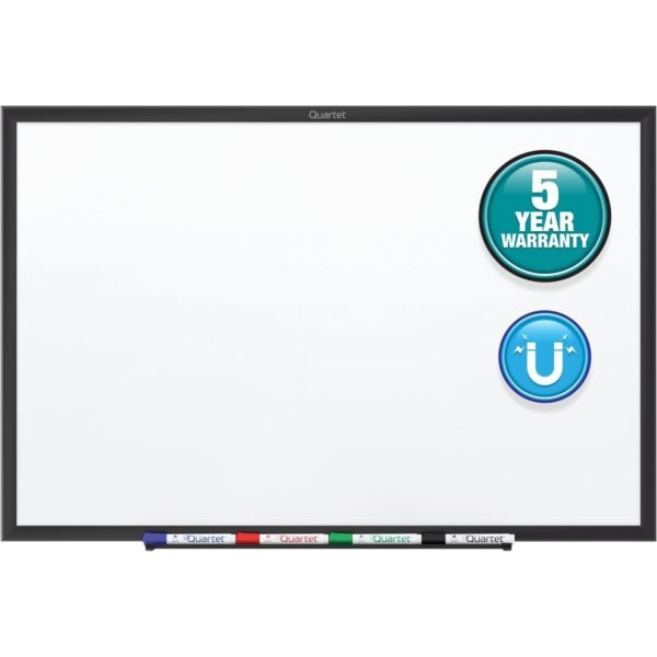 Quartet Classic Magnetic Whiteboard 60" (5 ft) Width x 36" (3 ft) Height - White Painted Steel Surface - Black Aluminum Frame - Horizontal/Vertical - Magnetic - 1 Each (SM535B)
