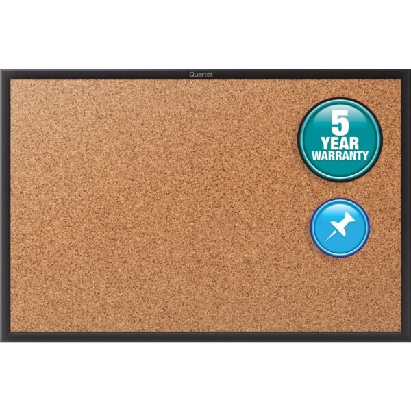 Quartet Classic Series Bulletin Board 48" Board Height x 72" Board Width - Brown Natural Cork Surface - Self-healing, Durable, Sturdy - Black Aluminum Frame - 1 Each (2307B)