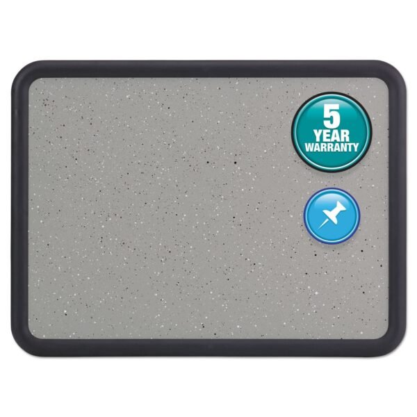 Quartet Contour Granite Board, 48 x 36, Granite Gray Surface, Black Plastic Frame (699375)