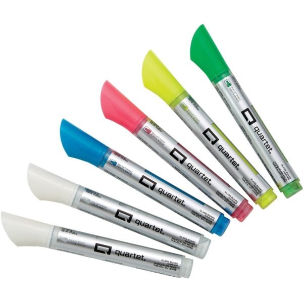 Quartet Glass Board Bullet Tip Neon Markers Bullet Marker Point - Assorted Neon Ink - 6 / Pack (79559Q)