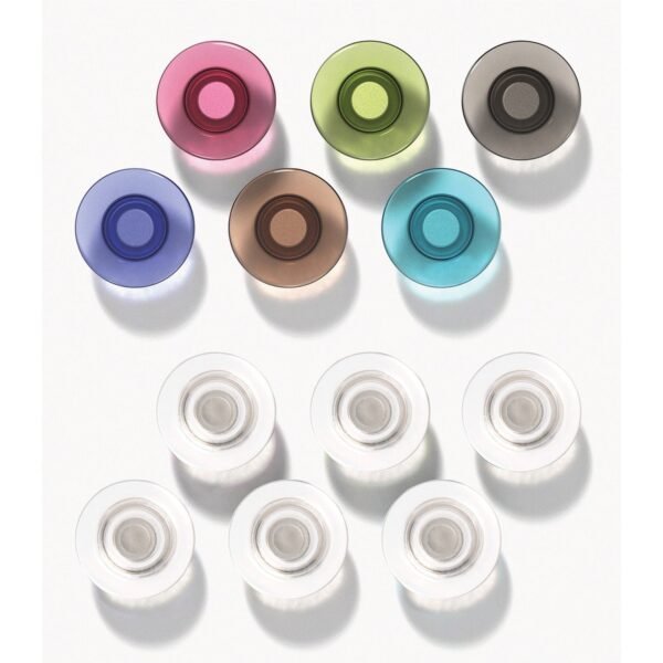 Quartet Glass Board Magnets 0.5" Diameter - Cylinder - Rounded Edge - 12 / Pack - Assorted, Clear (85393)