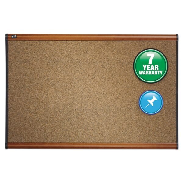 Quartet Prestige Colored Cork Bulletin Board, 72 x 48, Brown Surface, Light Cherry Fiberboard/Plastic Frame 48" Board Height x 72" Board Width - Brown Cork Surface -...