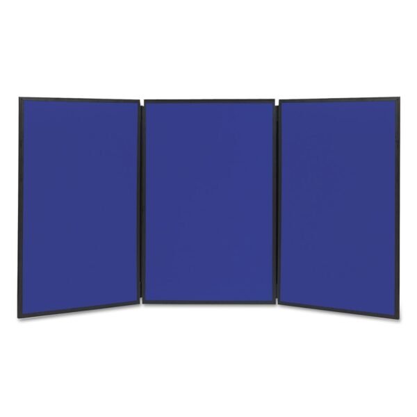 Quartet Show-It! Display System, Three-Panel Display, 72 x 36, Blue/Gray Surface, Black PVC Frame (SB93513Q)