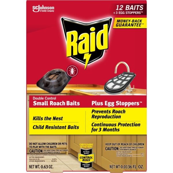 Raid Double Control Small Roach Baits Kills Cockroaches - Red - 12 / Box (334861)