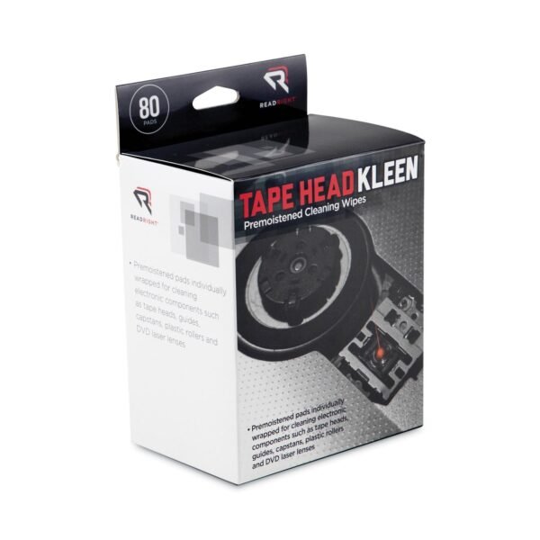 Read Right Tape Head Kleen Pad, Individually Sealed Pads, 5 x 5, 80/Box (RR1301)
