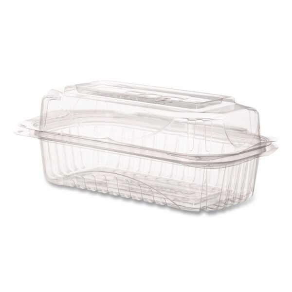 Renewable And Compostable Clear Clamshell Hinged Food Containers, 9 X 6 X 3, Plastic, 80/pack, 3 Packs/carton