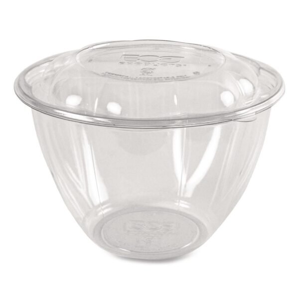 Renewable And Compostable Salad Bowls With Lids, 48 Oz, Clear, Plastic, 150/carton