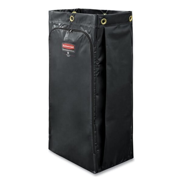 Replacement Executive Vinyl Bag for Rubbermaid Commercial High-Capacity Cleaning Carts, 34 gal, Black, 4/Carton