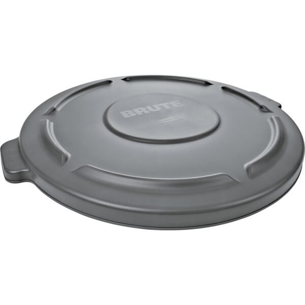 Rubbermaid Commercial Brute 32-Gallon Container Flat Lids Round - Plastic - Gray - 6 / Carton (263100GYCT)