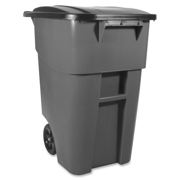 Rubbermaid Commercial Brute Rollout Container with Lid 50 gal Capacity - Square - 36.2" Height x 23.4" Width x 28.5" Depth - Gray - 1 Each (9W2700GRAY)