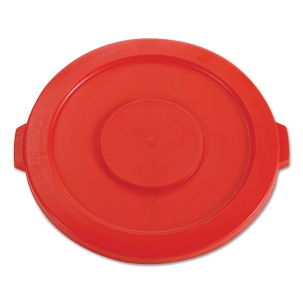 Rubbermaid Commercial BRUTE Self-Draining Flat Top Lids for 32 gal Round BRUTE Containers, 22.25" Diameter, Red (2631RED)