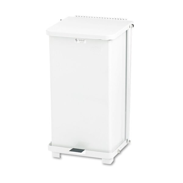 Rubbermaid Commercial Defenders Heavy-Duty Steel Step Can, 6.5 gal, Steel, White (ST12EPLWH)