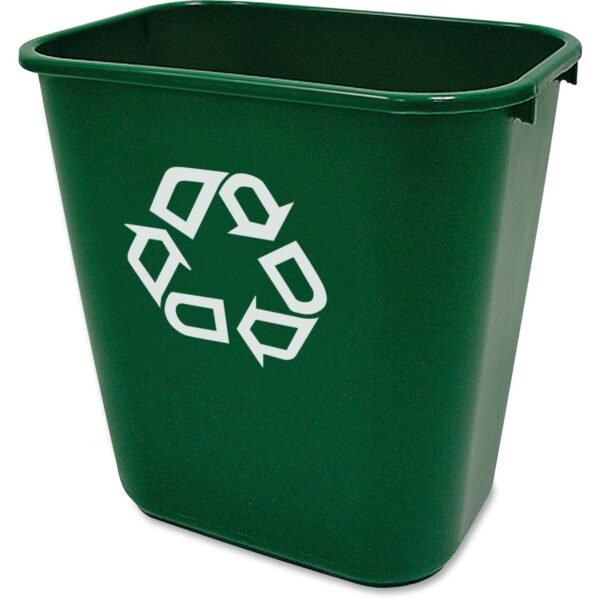 Rubbermaid Commercial Deskside Recycling Container 7.03 gal Capacity - Rectangular - 15" Height x 10.2" Width - Plastic - Green - 12 / Carton (295606GN)