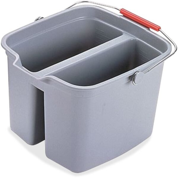 Rubbermaid Commercial Double Pail 4.25 gal - Sturdy Handle - 10.1" x 13.9" - Plastic - Gray - 6 / Carton (261700GYCT)