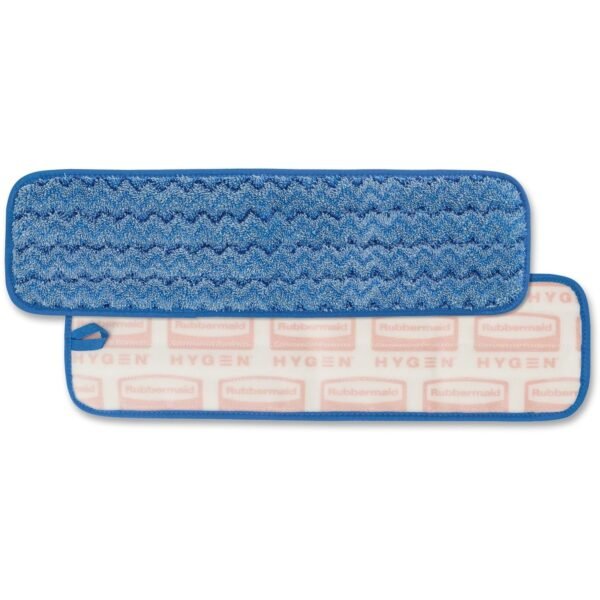 Rubbermaid Commercial Hygen 18" Microfiber Wet Pad 5.2" Width x 18" Length - Durable - MicroFiber - Blue - 12 / Carton (Q410BLCT)