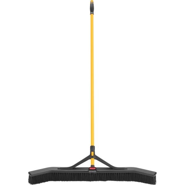 Rubbermaid Commercial Maximizer Push-To-Center 36" Brooms Polypropylene Bristle - 58.1" Overall Length - Steel Handle - 6 / Carton (2018728CT)