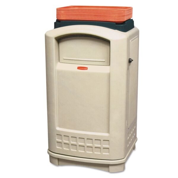 Rubbermaid Commercial Plaza Lunch Tray Top Container, 50 gal, Plastic, Beige (3963BEI)