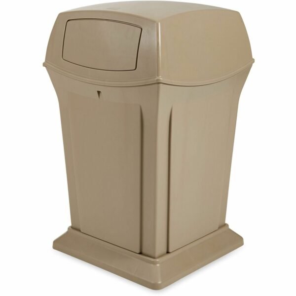 Rubbermaid Commercial Ranger Waste Container Hinged Lid - 45 gal Capacity - For Outdoor - Durable, Hinged Door, Weighted Base - 27.6" Height x 19.5" Width x 19.5" Depth - Resin,...