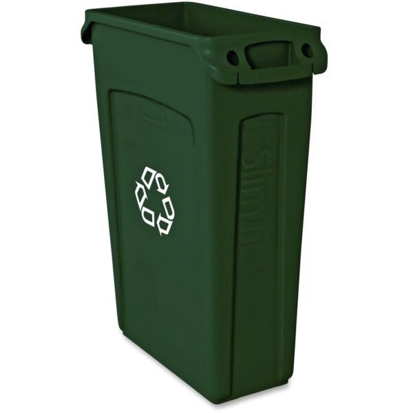 Rubbermaid Commercial Slim Jim 23-Gallon Vented Recycling Containers 23 gal Capacity - Weather Resistant, Durable, Long Lasting, Handle, Lightweight, Sturdy - Plastic - Green -...