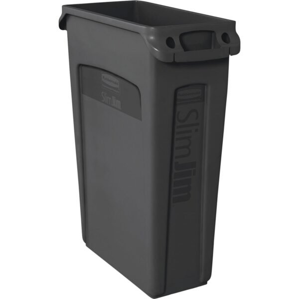 Rubbermaid Commercial Slim Jim 23-Gallon Vented Waste Containers 23 gal Capacity - Rectangular - Durable, Handle - 30" Height x 11" Width x 22" Depth - Gray - 4 / Carton...