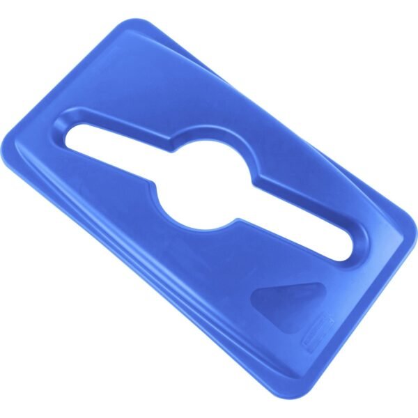 Rubbermaid Commercial Slim Jim Recycling Container Combo Tops Rectangular - Blue - 4 / Carton (1788372CT)