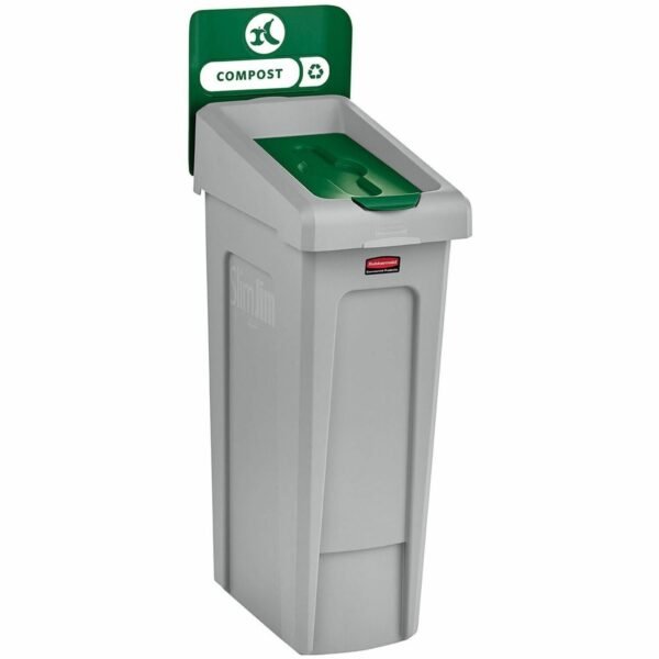 Rubbermaid Commercial Slim Jim Recycling Station 1-Stream Compost, 23 Gal 23 gal Capacity - For Commercial - Durable, Recyclable - 40.2" Height x 12" Width x 15.2" Depth - Resin...