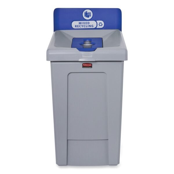 Rubbermaid Commercial Slim Jim Recycling Station 1-Stream, Mixed Recycling Station, 33 gal, Resin, Gray (2171557)