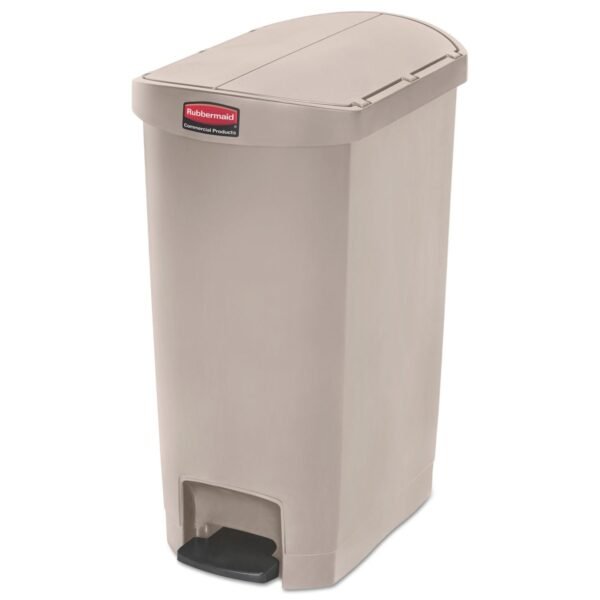 Rubbermaid Commercial Slim Jim Streamline Resin Step-On Container, End Step Style, 13 gal, Polyethylene, Beige (1883459)