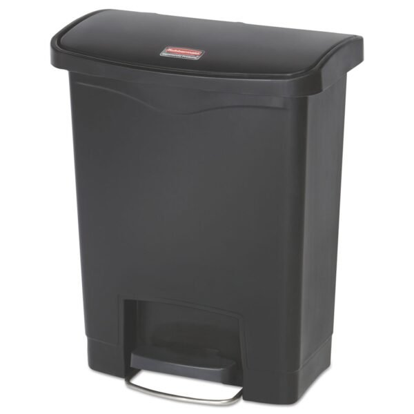 Rubbermaid Commercial Slim Jim Streamline Resin Step-On Container, Front Step Style, 8 gal, Polyethylene, Black (1883609)