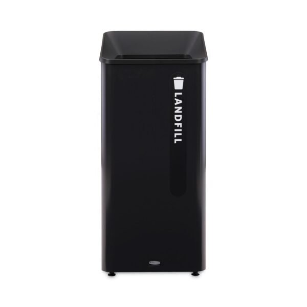 Rubbermaid Commercial Sustain Decorative Refuse with Recycling Lid, 23 gal, Metal/Plastic, Black (2078988)