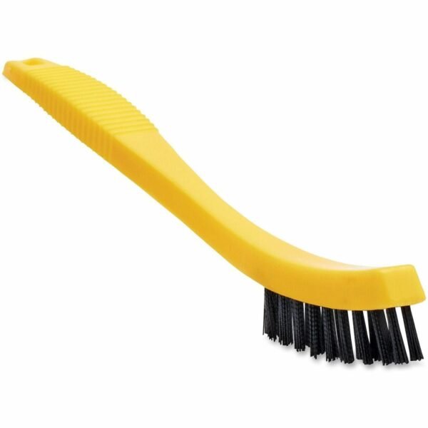 Rubbermaid Commercial Tile/Grout Brush 0.80" Plastic Bristle - 8.5" Overall Length - Yellow, Black - 1 Each (9B5600BK)