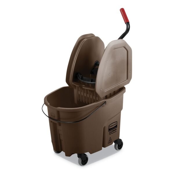 Rubbermaid Commercial WaveBrake 2.0 Bucket/Wringer Combos, Down-Press, 35 qt, Plastic, Brown (FG757788BRN)