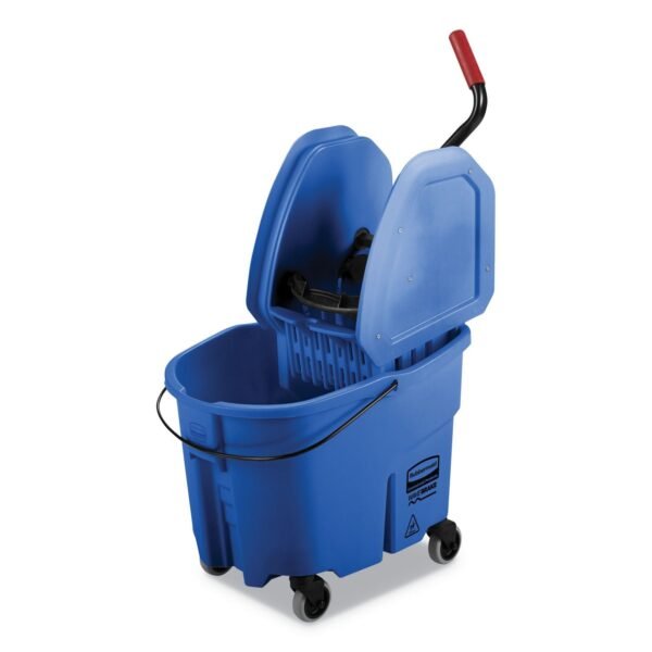 Rubbermaid Commercial WaveBrake 2.0 Bucket/Wringer Combos, Down-Press, 35 qt, Plastic, Blue (FG757888BLUE)
