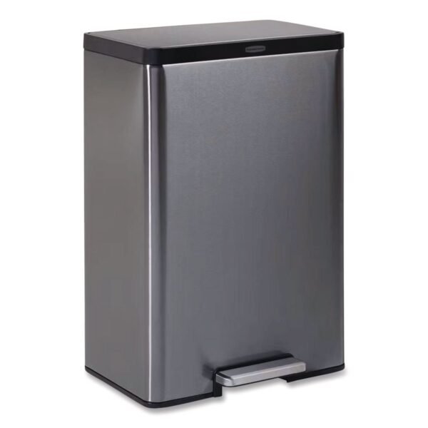 Rubbermaid Elite Step-On Trash Can, 12 gal, Metal, Charcoal Stainless Steel/Black (2112520)