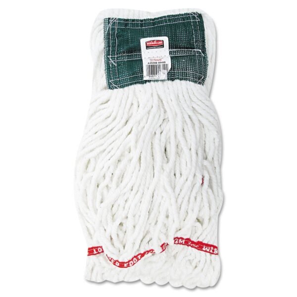 Rubbermaid Web Foot Shrinkless Looped-End Wet Mop Head, Cotton/Synthetic, Medium, White, 6/Carton (A25206WHICT)