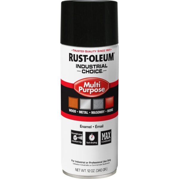 Rust-Oleum Industrial Choice Enamel Spray Paint Aerosol - Gloss - Black - 12 fl oz - 1 Each (1679830V)