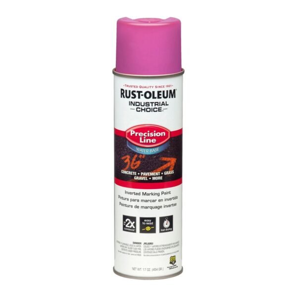 Rust-Oleum Industrial Choice M1800 System Water-Based Precision Line Marking Paint, Flat Safety Purple, 17 oz Aerosol Can, 12/Carton (1868838)