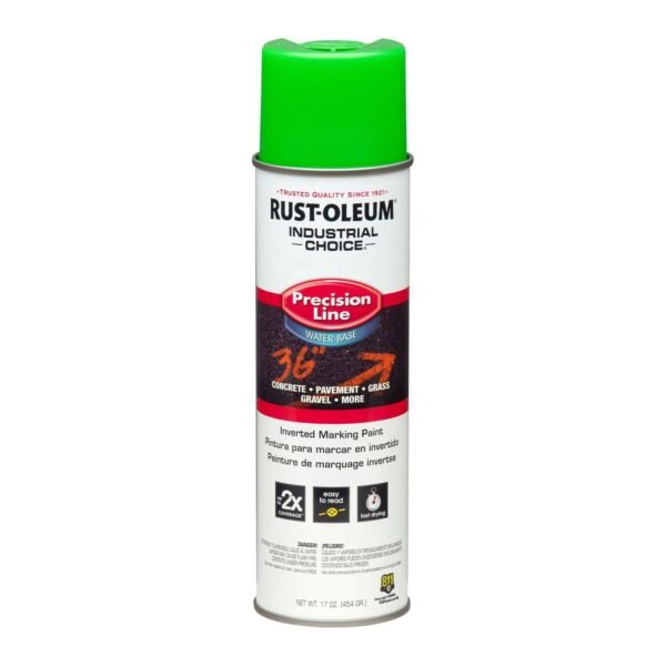 Rust-Oleum Industrial Choice Precision Line Marking Paint, Fluorescent Green, 17 oz Aerosol Can, 12/Carton (203032CT)