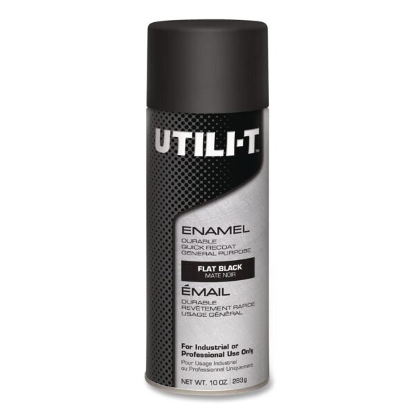 Rust-Oleum UTILI-T Spray Paint, Flat Black, 10 oz Aerosol Can, 6/Carton (387389)