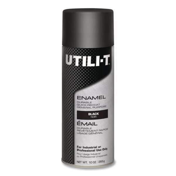 Rust-Oleum UTILI-T Spray Paint, Gloss Black, 10 oz Aerosol Can, 6/Carton (387390)