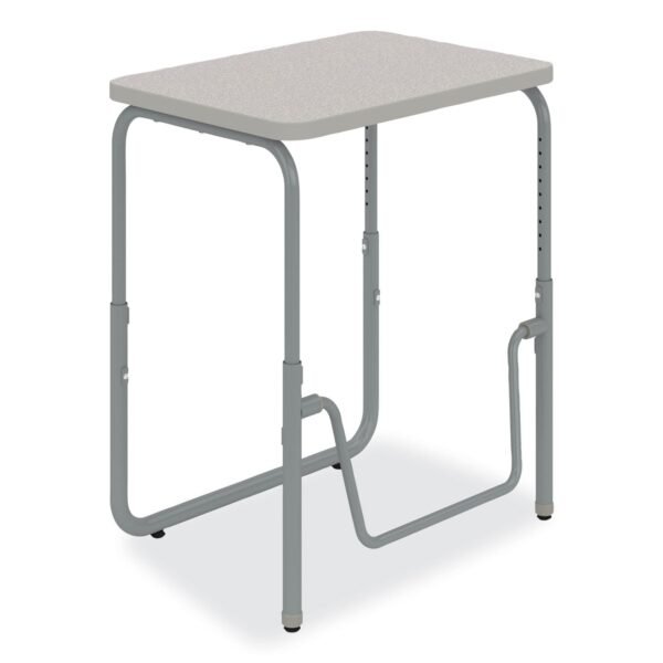 Safco AlphaBetter 2.0 Height-Adjustable Student Desk with Pendulum Bar, 27.75 x 19.75 x 22 to 30, Pebble Gray (1221GR)