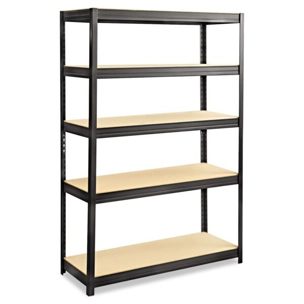 Safco Boltless Steel/Particleboard Shelving, Five-Shelf, 48w x 18d x 72h, Black (6246BL)