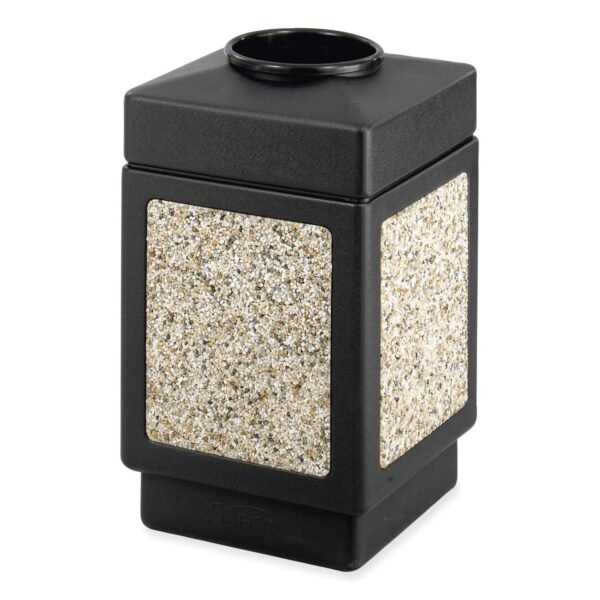 Safco Canmeleon Aggregate Panel Receptacles, Top-Open, 38 gal, Polyethylene, Black (9471NC)
